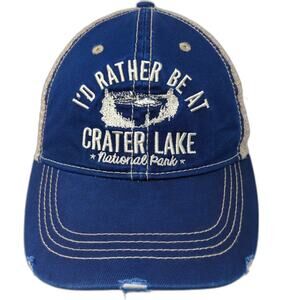 Ace USA Trucker Hat Blue One Size Crater Lake National Park Mesh Snapback Cap